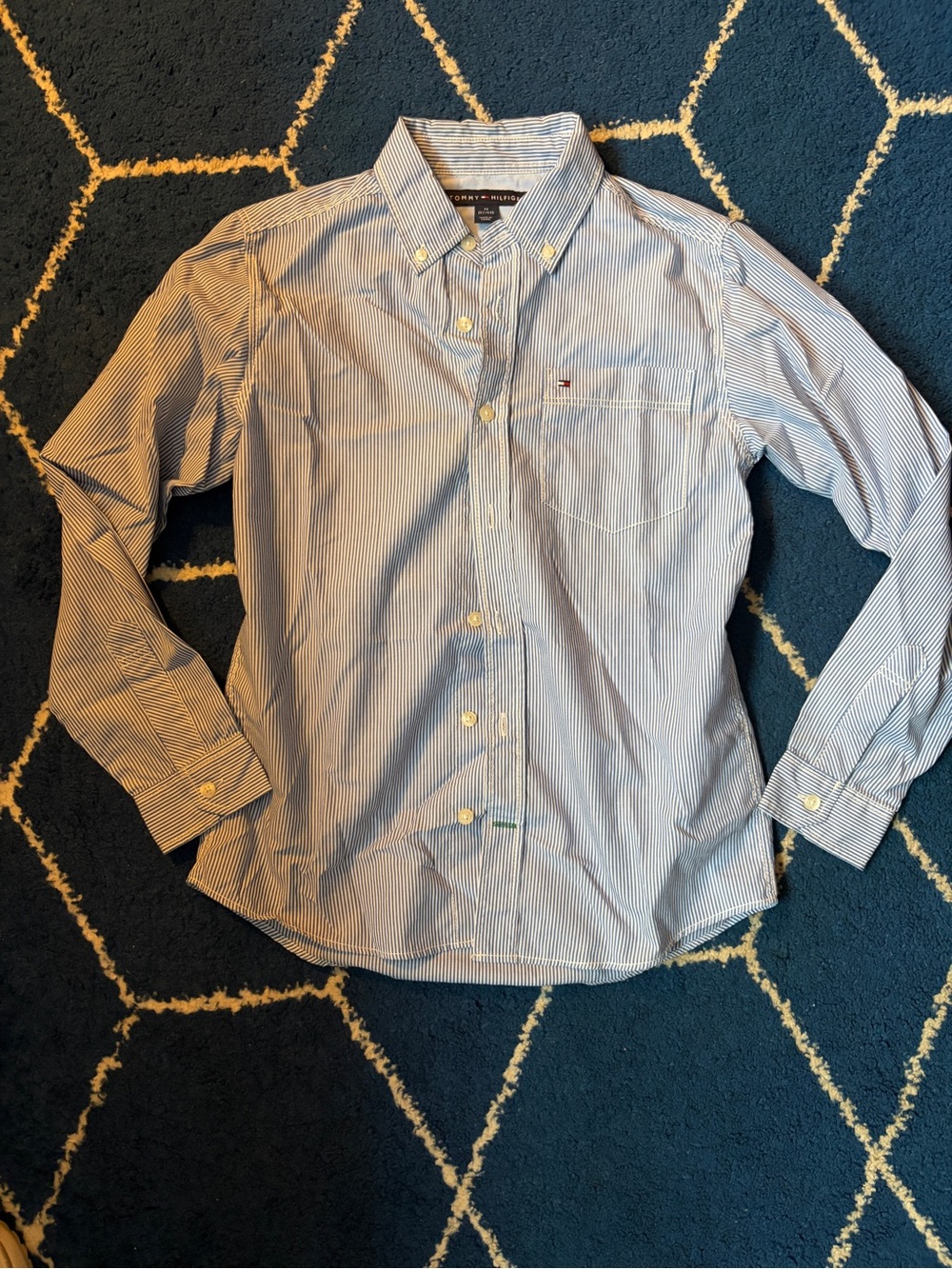 Tommy Hilfiger Light Blue & White Pinstripe Button-Down Shirt